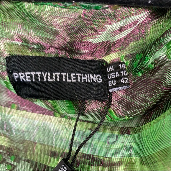 PRETTYLITTLETHING Green Bardot Oriental Jacket Dress - Picture 11 of 15